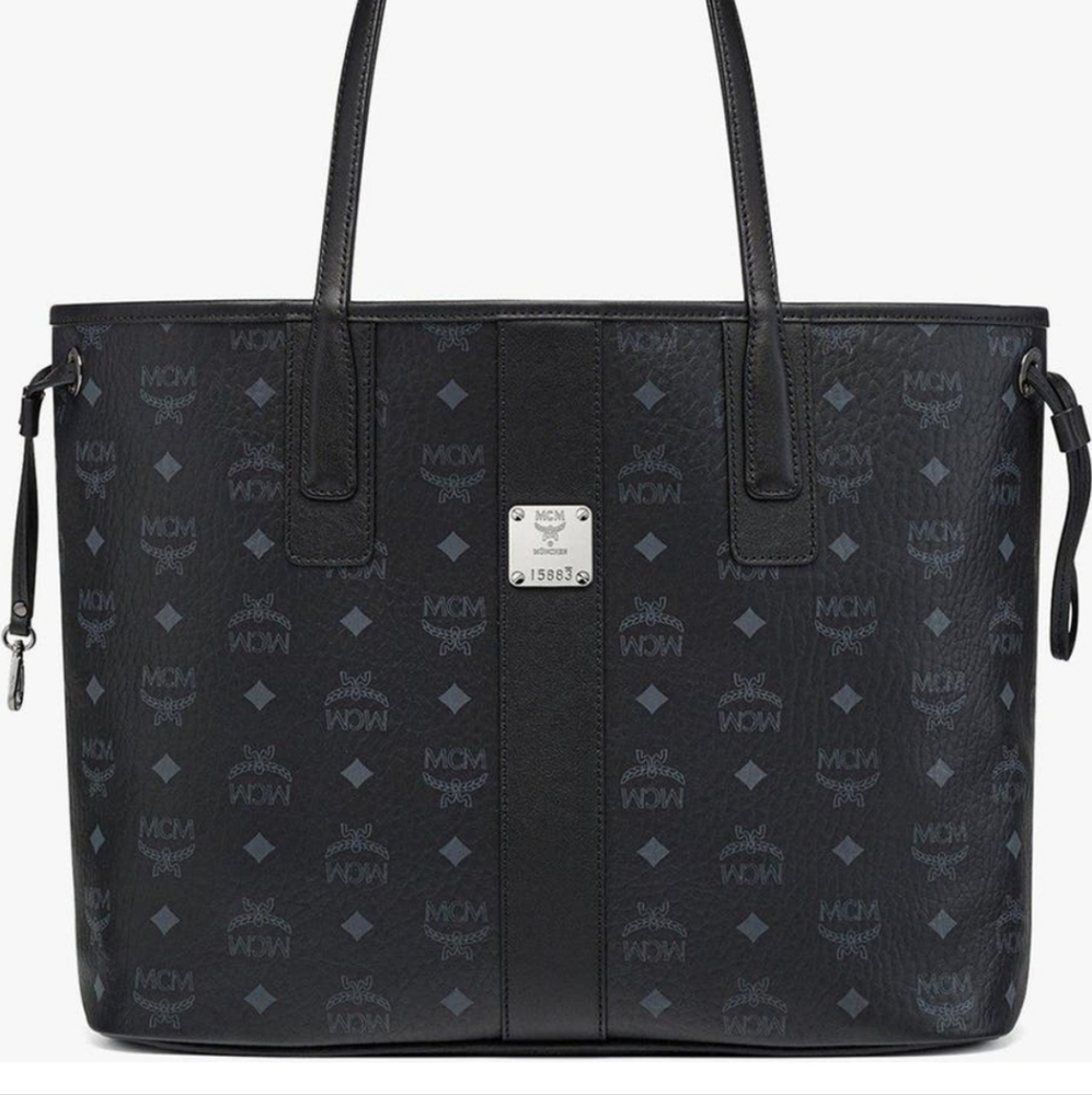 MCM Black Monogram Medium Liz Reversible Tote